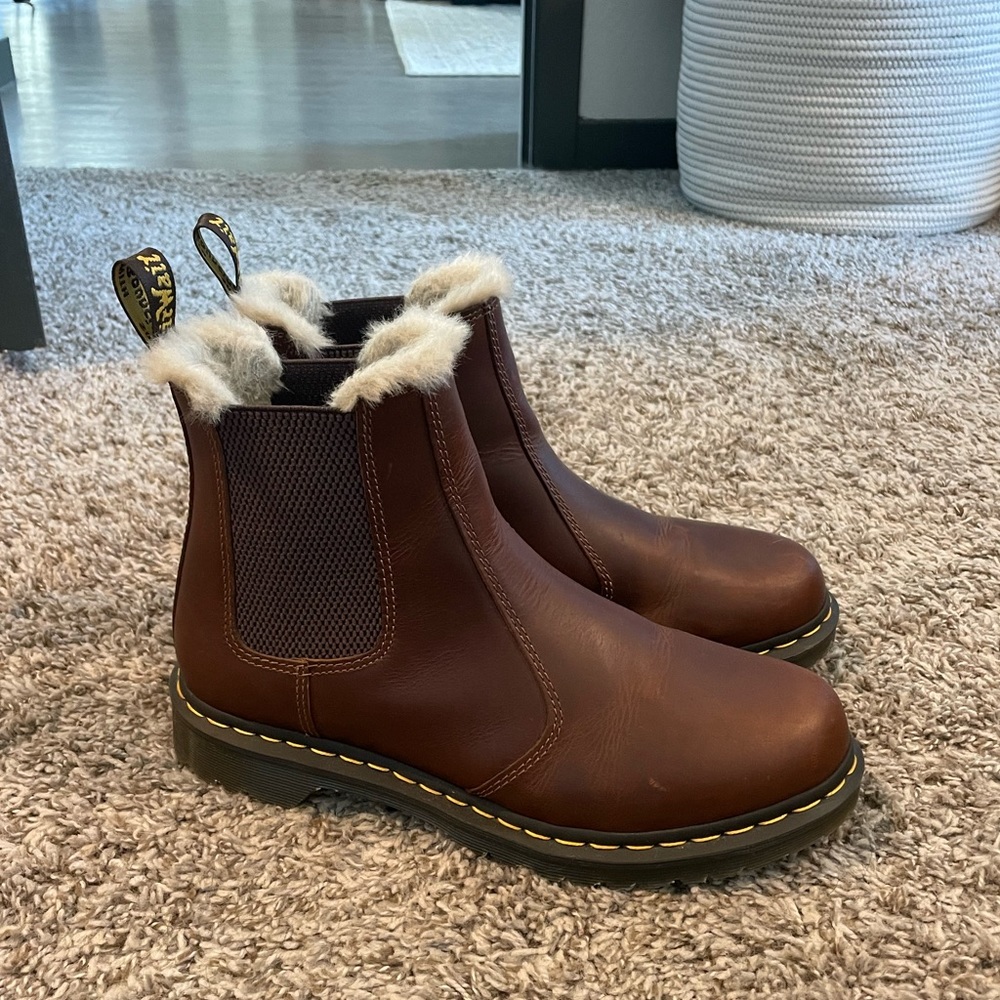 Dr. Martens faux fur lined chelsea boots